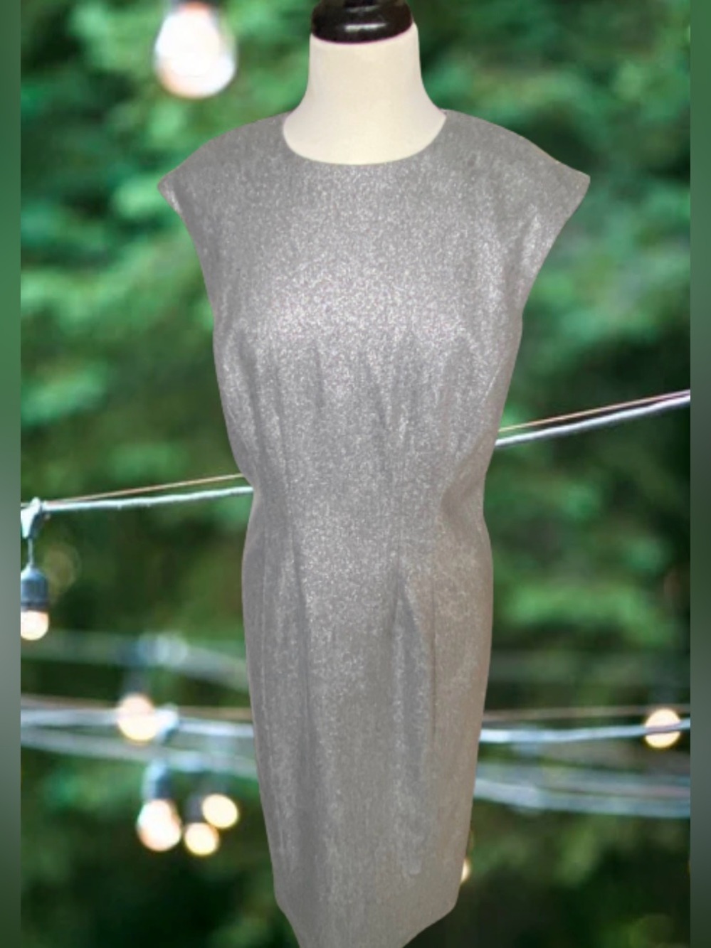 Brooks Brothers Flannel Metallic Silver Sheath Dress Classic Luxury Size 10